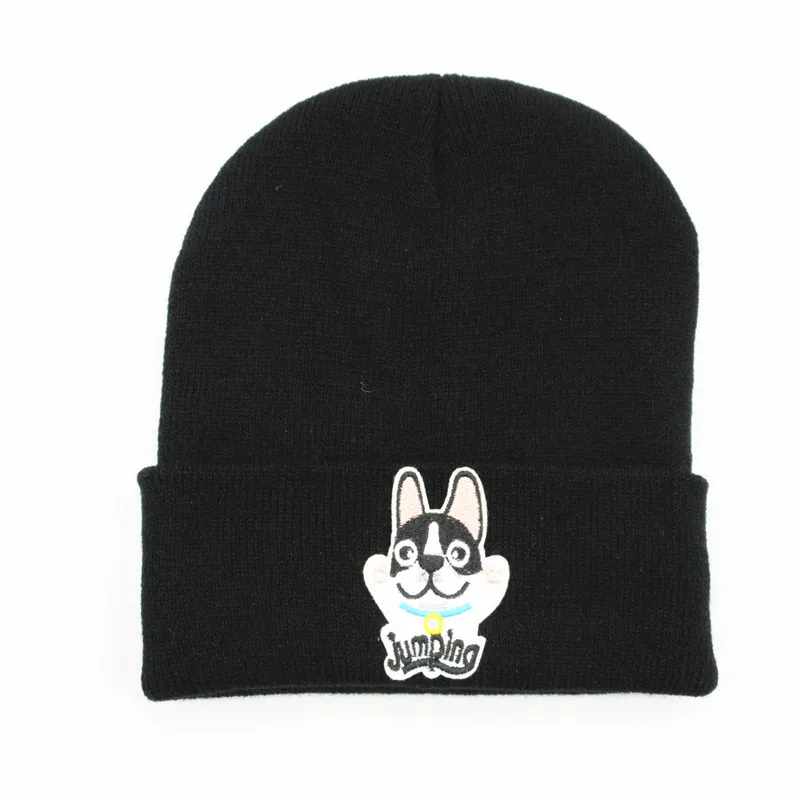 

LDSLYJR jumping dog embroidery Thicken knitted hat winter warm hat Skullies cap beanie hat for men and women 233