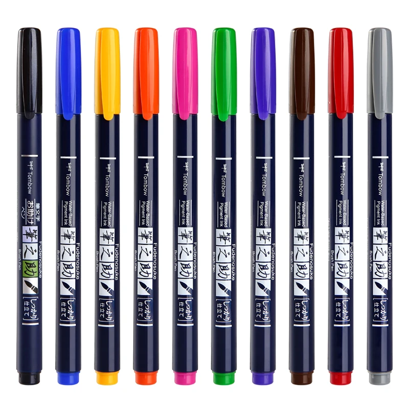 

Японская гибкая ручка TOMBOW, ручка с мягким наконечником, ручка для акварели, кисть для акварели, 10 цветов, кисти для рисования, 1 шт.