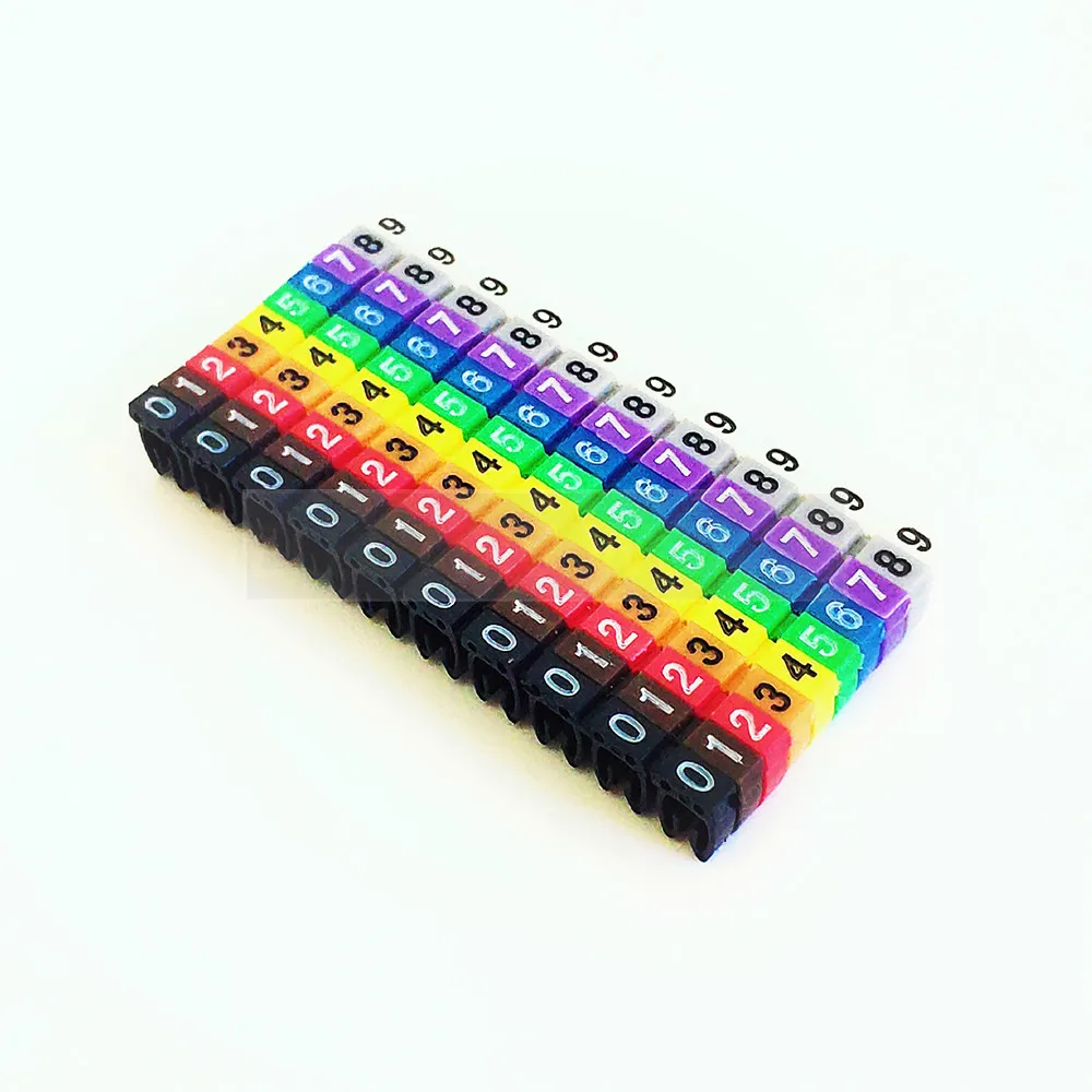 Plastic cable marker label EC-0 Wire Marker Number 0 to 9 Cable Size1.5 sqmm Colored PVC cable markers insulation marker