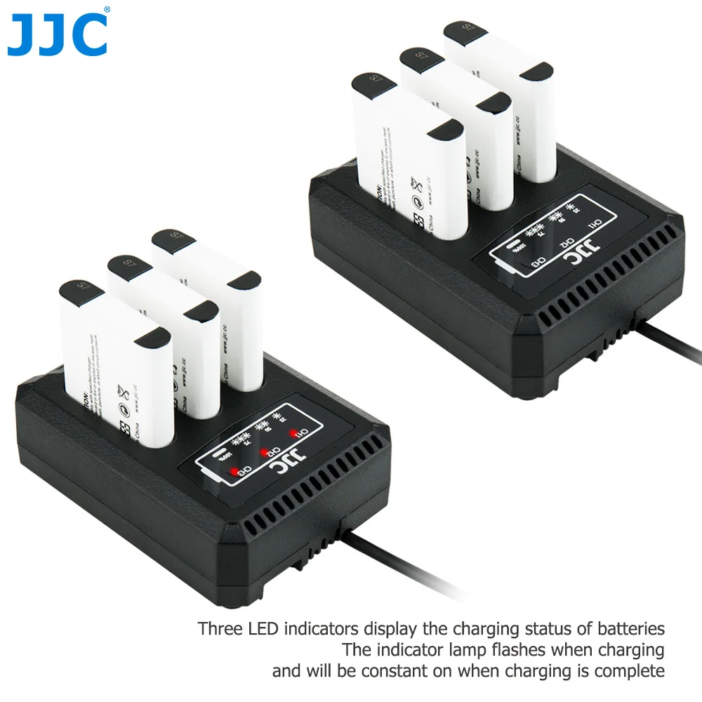 JJC DB-110 LI-90B Multi Battery Charger Triple USB Camera Charger for Ricoh GRIIIx HDF GRIII HDF Olympus TG7 TG6 TG5 TG4 TG3 TG2