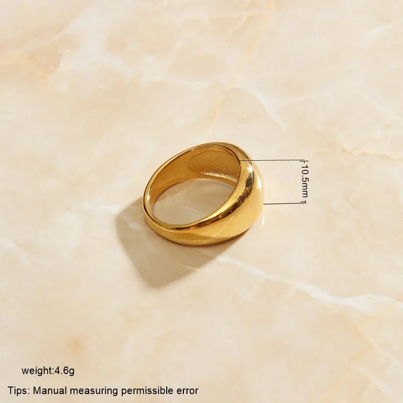 SOMMAR floating charms 18KGP Gold color smooth round curve  women men finger ring  arc curve camber men ring Factory Wholesale