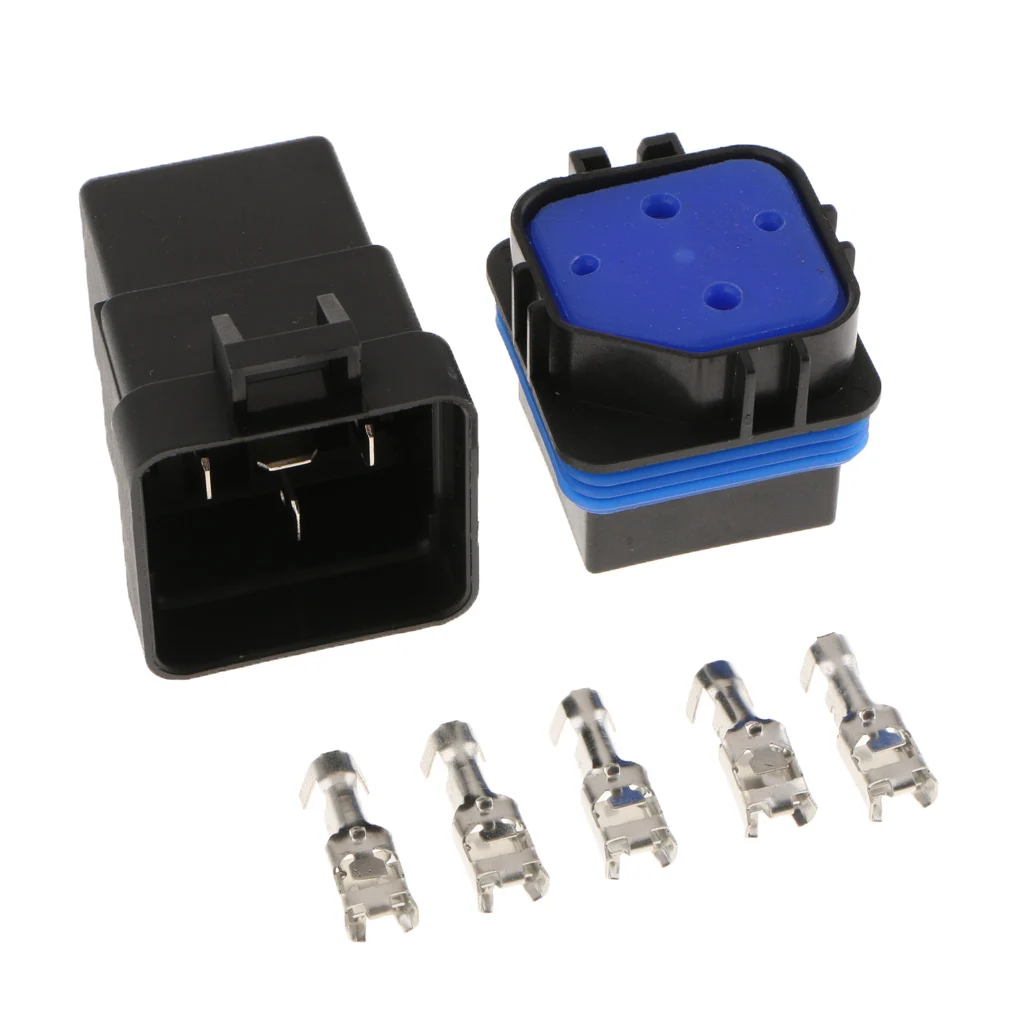 2Pcs 12V 40A 4PINS Relay Wiring Inside the Waterproof Socket with Terminals