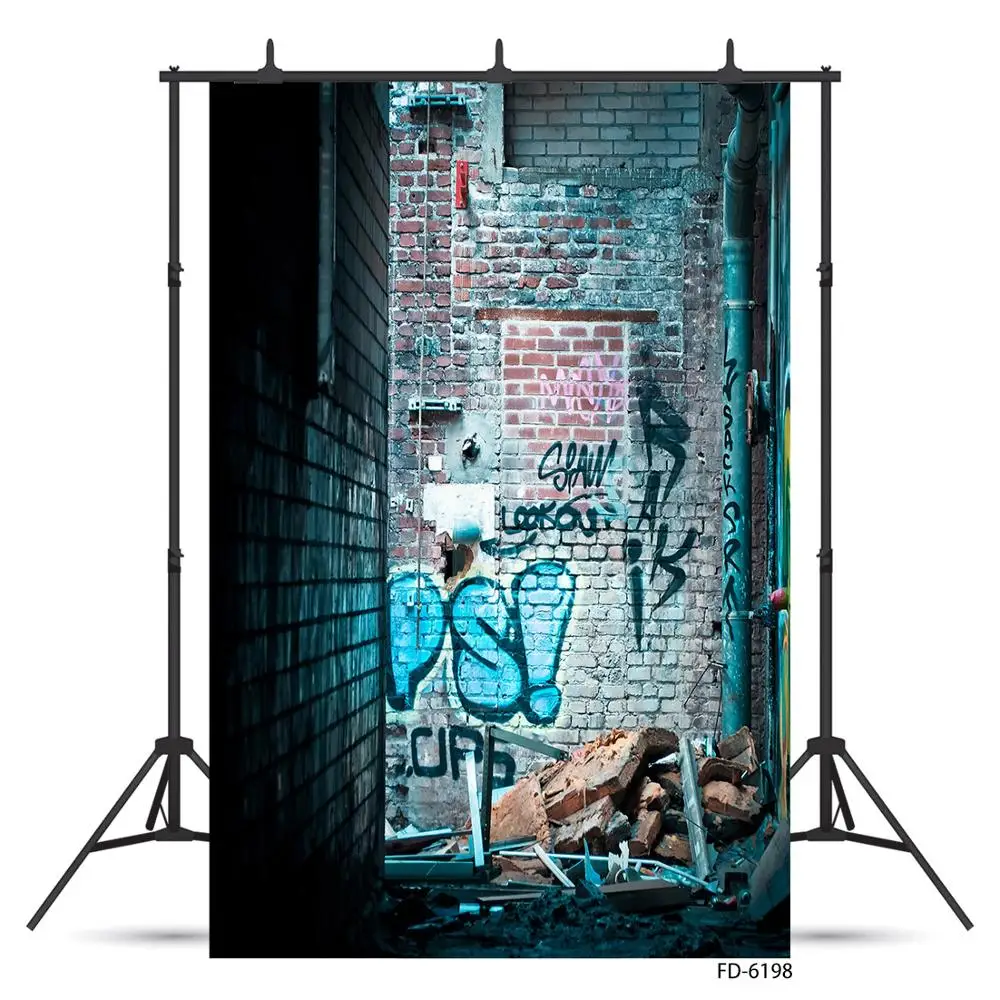 Broken Graffiti Wall Pipe Photo Background Computer Printed Backdrops for Children Baby Portrait Photophone Photography Props