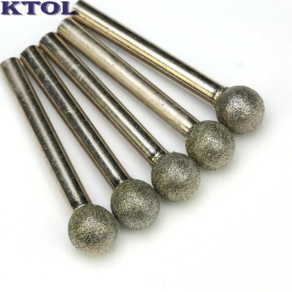 3mm 6mm Round Electroplated Diamond Grinding Burr Dremel Rotary Drill Bits Abrasive Tool Polishing Grind Needle Cutters on Stone
