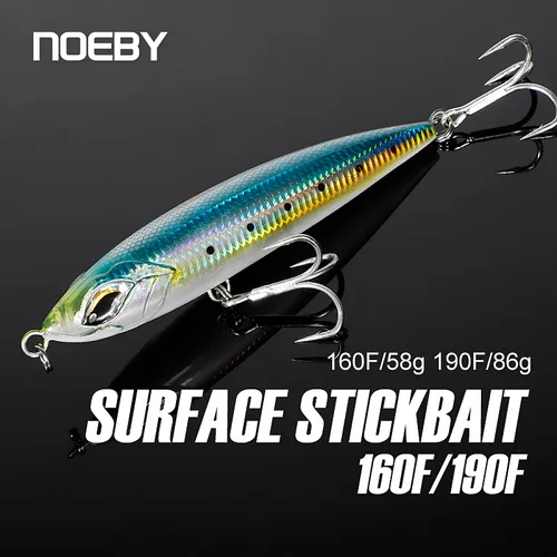 Noeby 16cm 58g 19cm 86g lápiz grande Stickbait señuelo de pesca superficie de curricán flotante cebo Artificial para GT mar barco señuelo de pesca