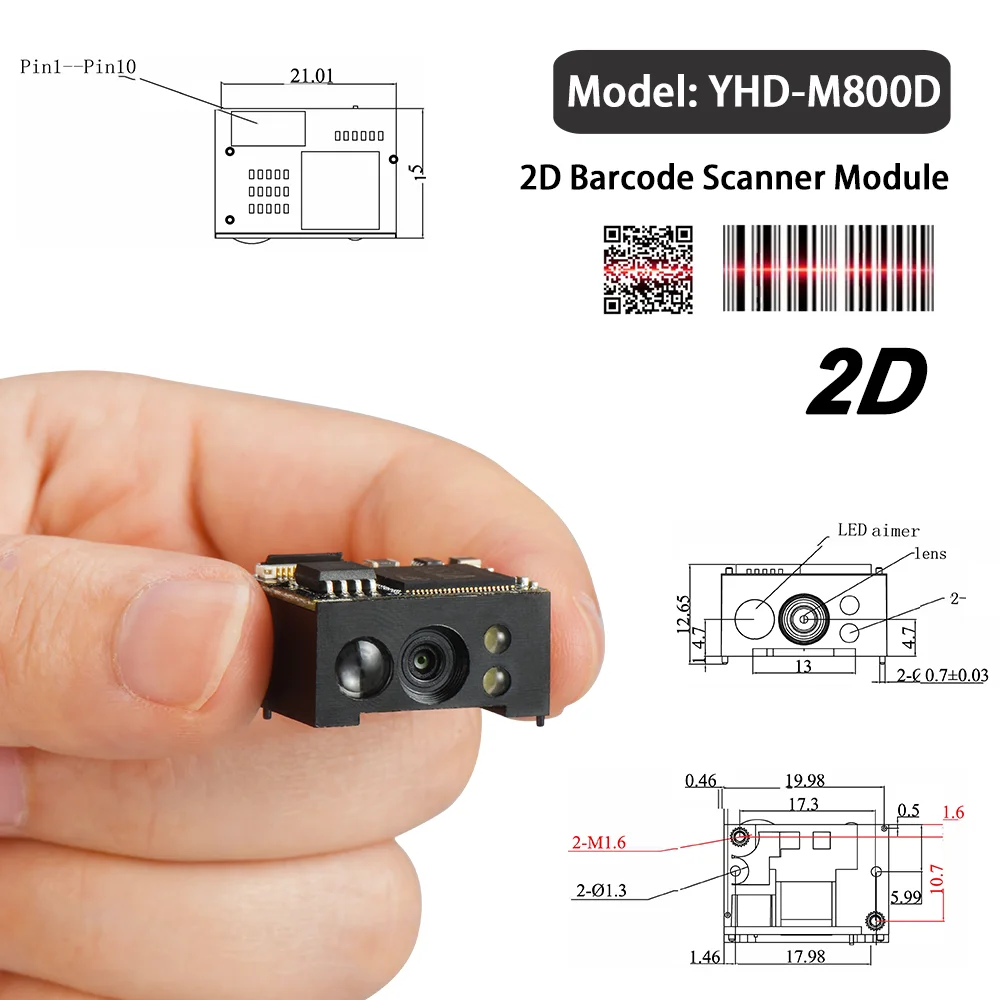 Imagem -02 - Yhdaa Arduino 2d Mini Raspberry pi Scanner de Código de Barras Incorporado 1d qr Módulo Leitor de Código de Barras com Relação Rs232 Usb Ttl Micro Usb
