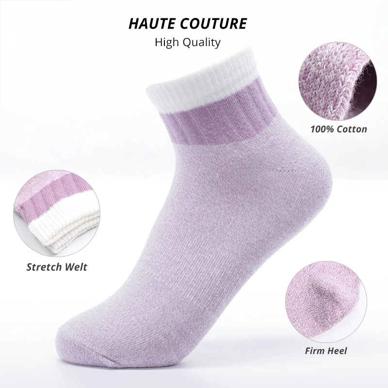 HSS Brand Combed Cotton Socks Women Pink Green Summer Winter Sock 5Pairs Soft Breathable Girl Children Students Sock Back School