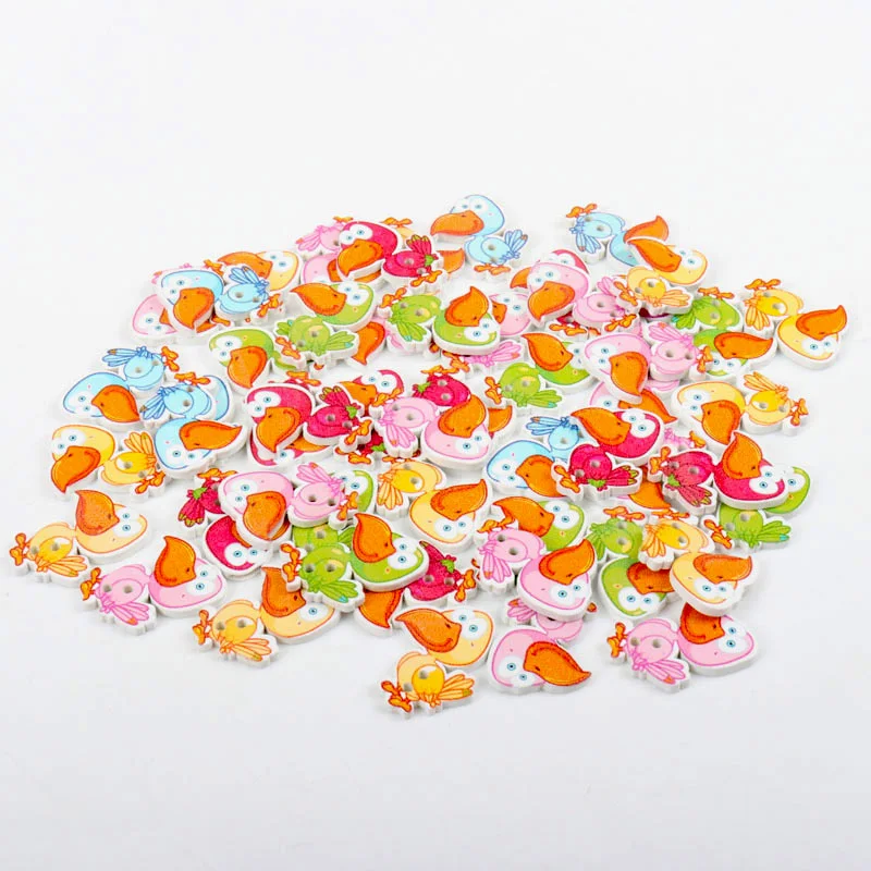 fashion Woodpecker painted Wooden decorative Buttons for Scrapbooking Craft Sewing Supplies 20x28mm 30pcs