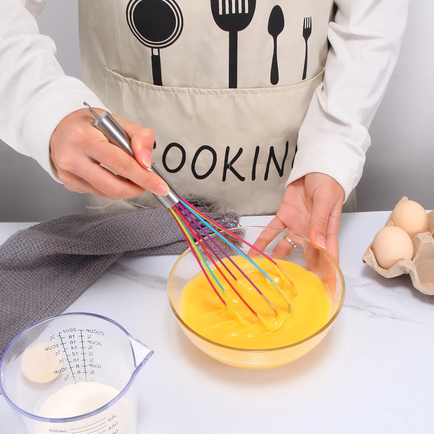 Hot 8/10/12 Inch Stainless Steel Egg Stirring Balloon Whisk Manual Egg Beater Mixer Kitchen Baking Utensil Cream Butter Whisk