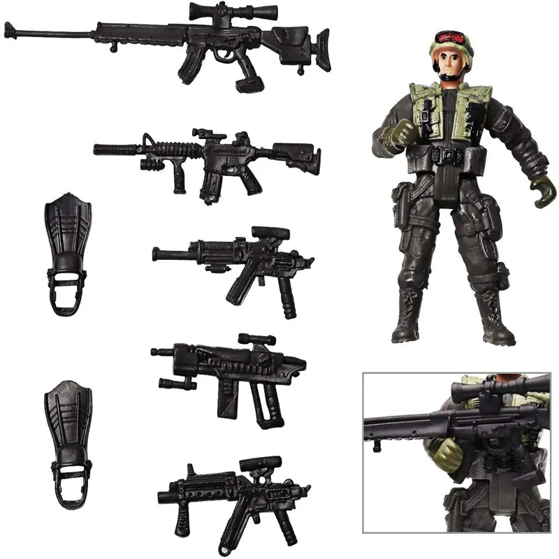 6Pcs Soldier Action Figure Toy Army Men with Weapon Accessories SWAT Team Figure Military Playset for Boys Girls Children Kids