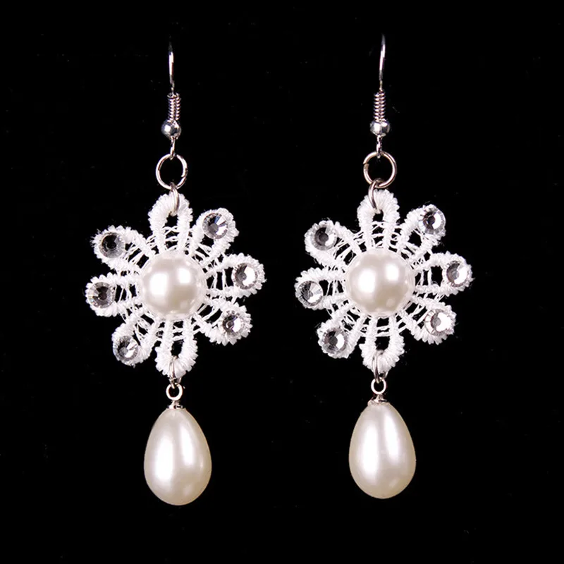 Tour de cou en dentelle vintage pour patients, collier et boucle d'oreille en perles blanches, bijoux bohèmes faits à la main, accessoires de mariage, T022