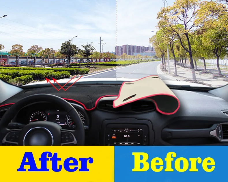 Für Jeep Renegade BU 2015-2025 Auto-Armaturenbrett-Abdeckmatte Sonnenschutz-Pad Instrumententafel-Teppiche Anti-UV Auto-Zubehör – Detail 3
