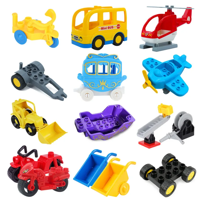 New Large Building Blocks Children Toys Cartoon Princess Carriage Car Airplane Vehicle Model Big Size Bricks Gift For Children