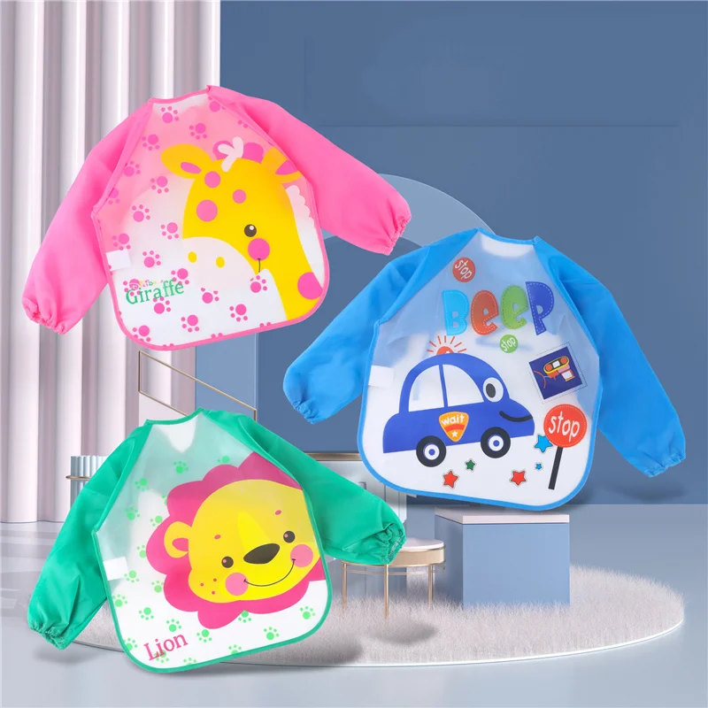 Waterproof Baby Feeding Bibs Full Sleeved Apron Children Smock Bib Burp Painting Drawing Newborn Slabbetjes Tools