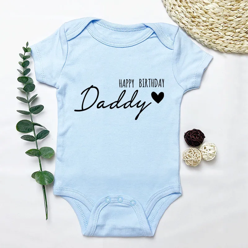 Happy Birthday Daddy Letters Print Baby Bodysuit Baby Grow for Infant Toddler Boys Girl 100% Cotton Romper Jumpsuit