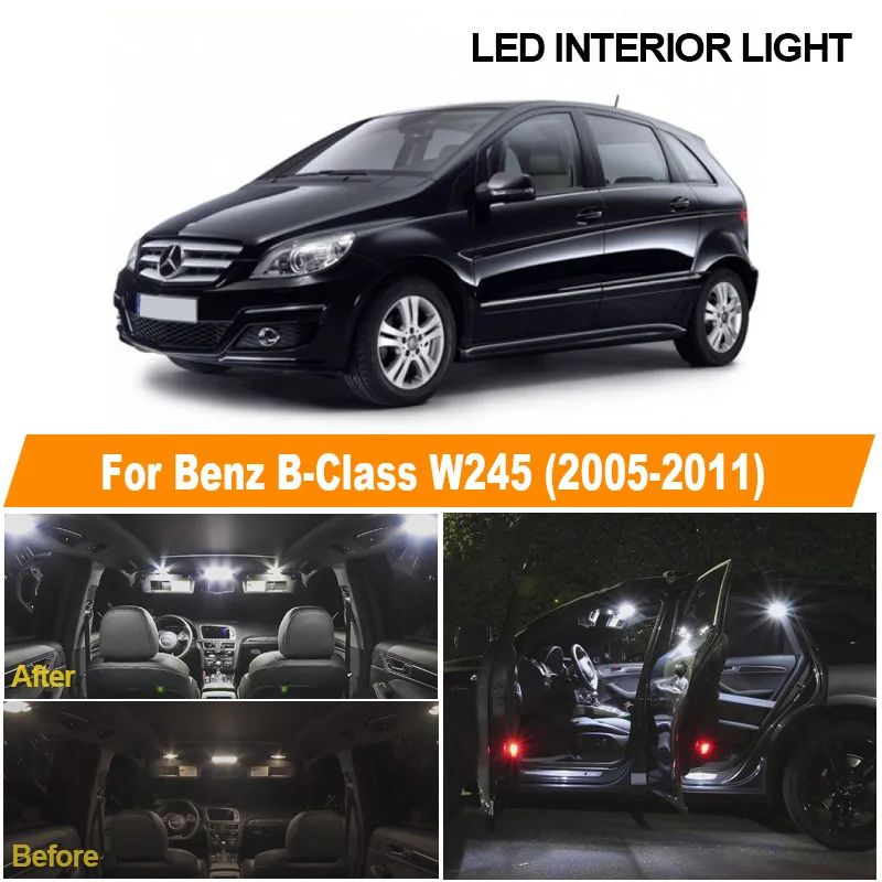 

13pcs White Canbus License Plate Bulbs LED Interior Light Kit For Mercedes-Benz B Class W245 2005-2011 Reading Ceiling Lamp