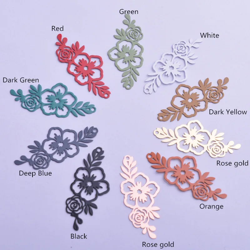 50 Stück AC11727 14,5*35mm Filigrane Lange Blumenanhänger DIY Ohrring Anhänger Hängender Schmuck Dekoration – Detail 1