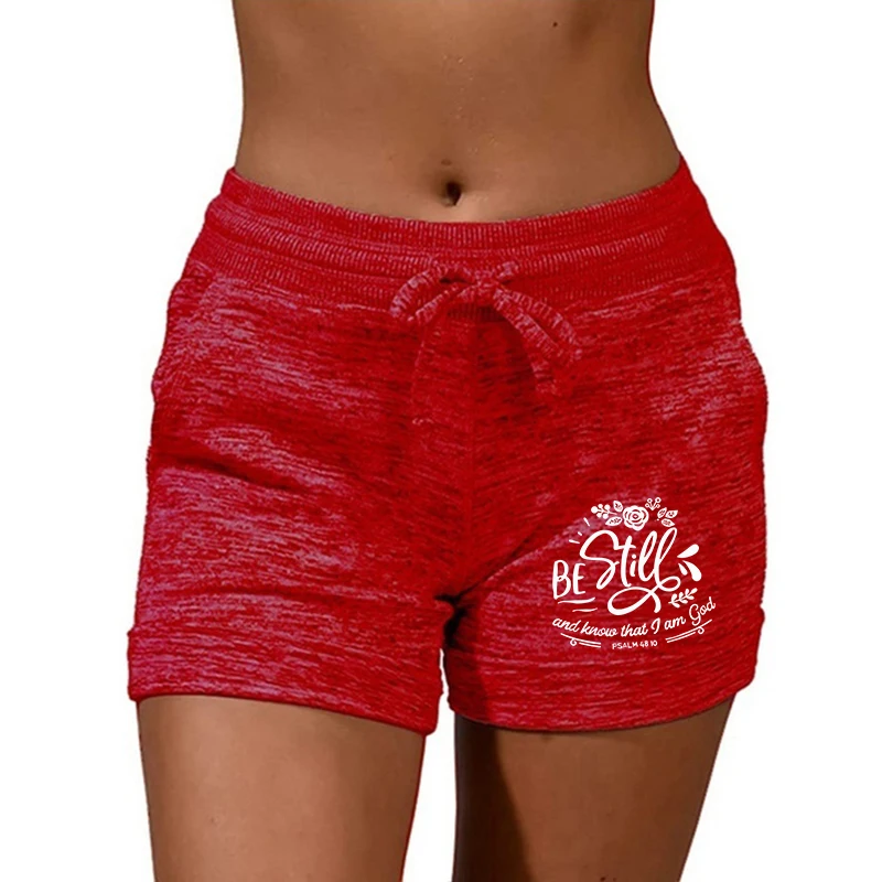 Buchstaben Druck Frauen Shorts Sommer Schnell Trocknend Hohe Taille Kordelzug Taschen Sport Übergroßen Weiblichen Jogginghose Plus Größe