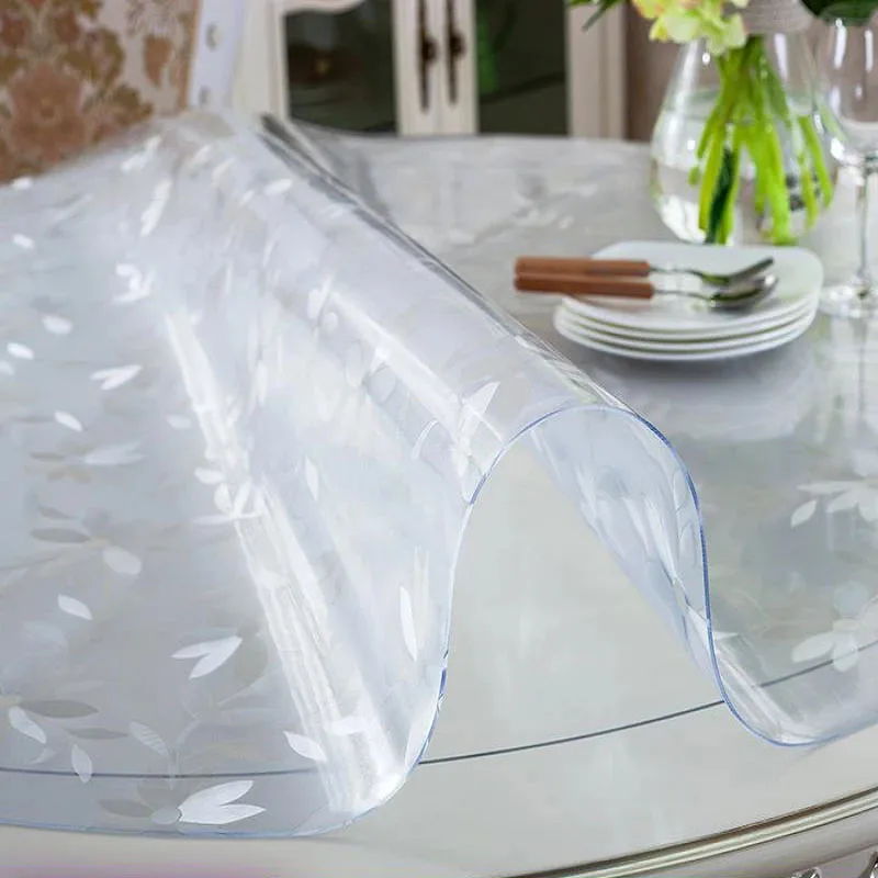 Soft PVC Silicone Tablecloth Transparent Waterproof Table Cover Round Home Kitchen Tablecloth plastic film Liquid glass oilcloth