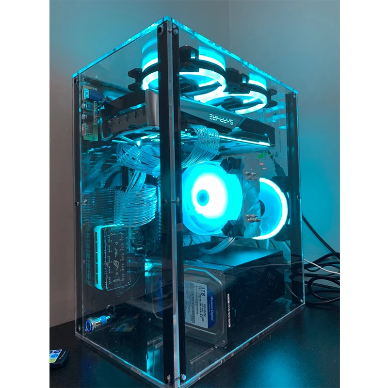 Full-side transparent acrylic horizontal computer mainframe desktop assembly personality atx creative chassis