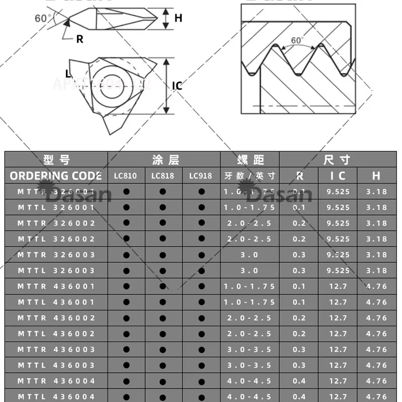 10pcs MTTR MTTR326001 MTTR326002  MTTR326003 Carbide Inserts Lathe Threading Cutter Tool for SER1616H16-V SER2020K16-V