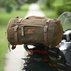 35L Motorcycle Seat Saddle Bag Tail Bag Canvas Backpack Motorcycle Accessories For Mens Travel Hiking Climbing Riding Cycling