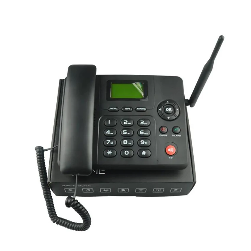 Desktop Gsm Wireless Telephone Corded Phone with SMS & FM Radio Function, MP3, Charger for Home Office, English French Spanish