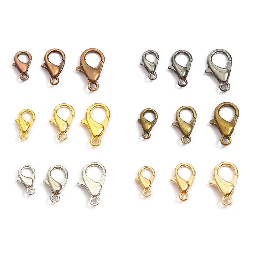 

10pcs Alloy Lobster Clasp Hooks End Connectors For Bracelet Necklace Chain DIY Jewelry Findings 10/12/14/16/18/21mm