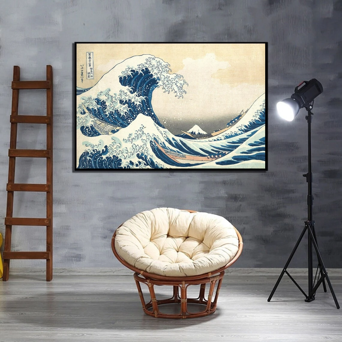 he Great Wave off Kanagawa (1829–1833) by Katsushika Hokusai Masterpiece Reproduction Poster Minimalism Canvas Picture Print