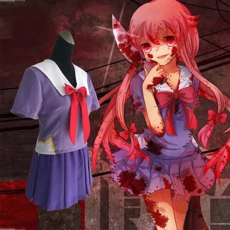 

Прямая поставка, Лидер продаж, дневник будущего, Gasai Yuno Mirai Nikki, школьная форма, костюм для косплея, парик, костюмы на Хэллоуин, женская одежда