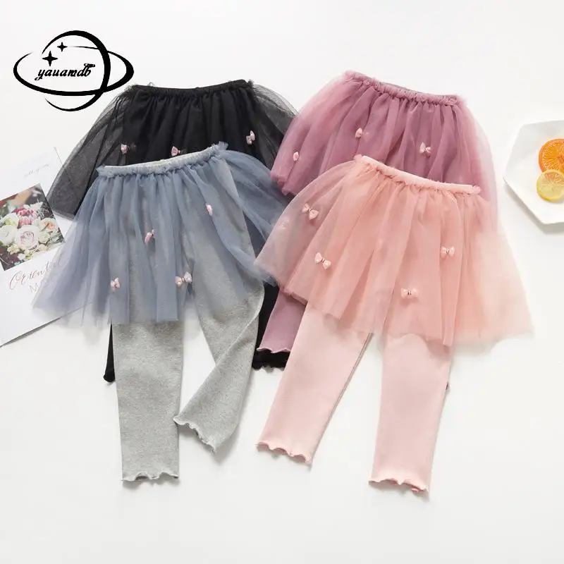 4-11y Gonna di Pizzo Bambini Delle Ghette Pantaloni Primavera Estate Abbigliamento Solido del Cotone Morbida E Confortevole Elastico Forza di Vestiti Per Bambini H2