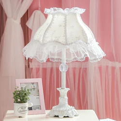 European creative lace fabric white table lamps Korean rural maid lovely small fresh resin lamps bedside&foyer&bedroom SFY006