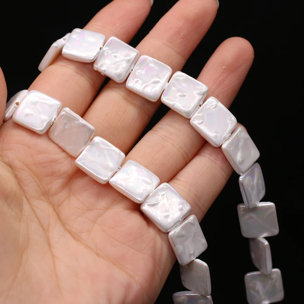 High Quality White  Square Shaped Shell Bead Jewelry Making DIY Necklaces Earrings Bracelets Accessories Gifts 12mm
