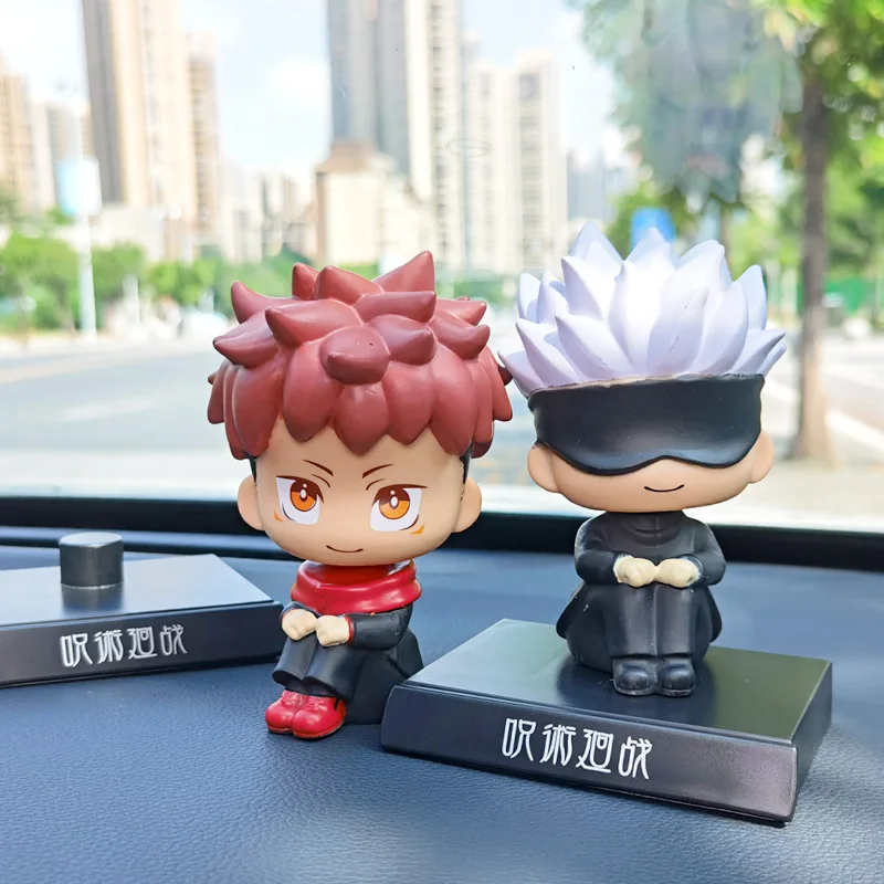 Animation Jujutsu Kaisen Toys Shake Head Doll Car Accessories Cartoon Ornament Interior Auto Decoration Character Model Holder