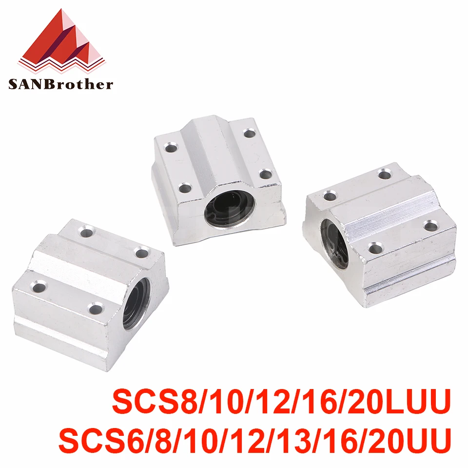 

4 шт., скользящие блочные втулки SC8UU SCS8UU SC10UU SCS12UU SCS16UU SC20UU, линейный вал CNC, запчасти для 3D-принтера