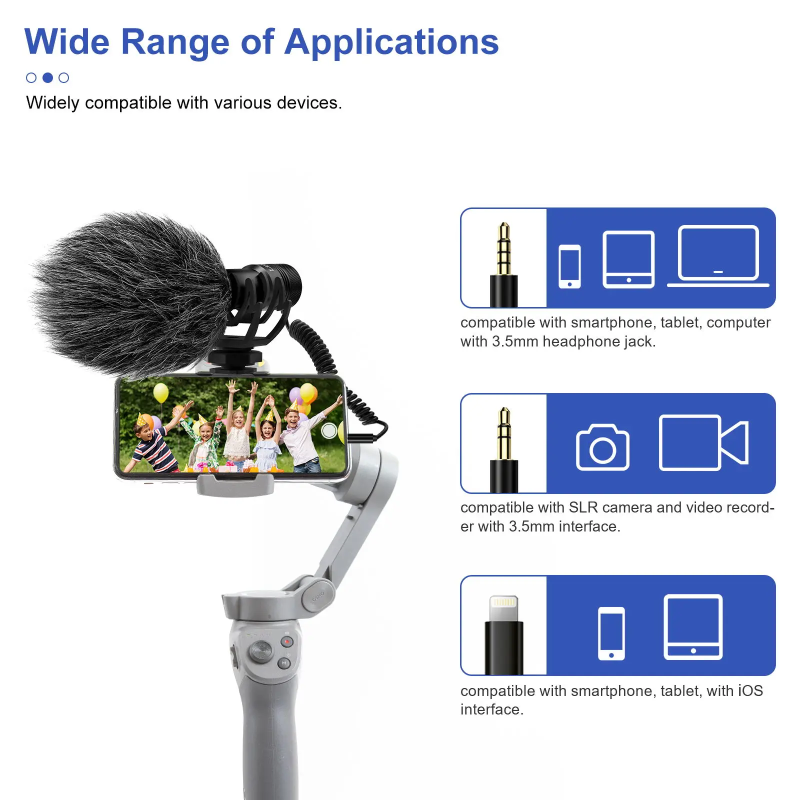 LituFoto-VV1+ Condenser Video Electret Microphone With Clip Lightning Interface Mic For Smartphone Tablets Dslr Camera Camcorder