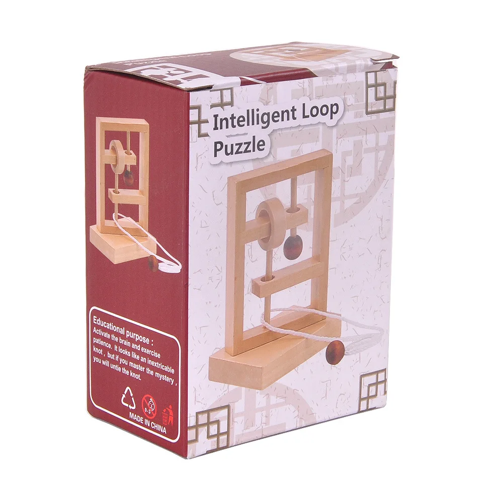 

Classic Wooden Rope Puzzle Brain Teaser Loop Puzzles Game for Adults Children