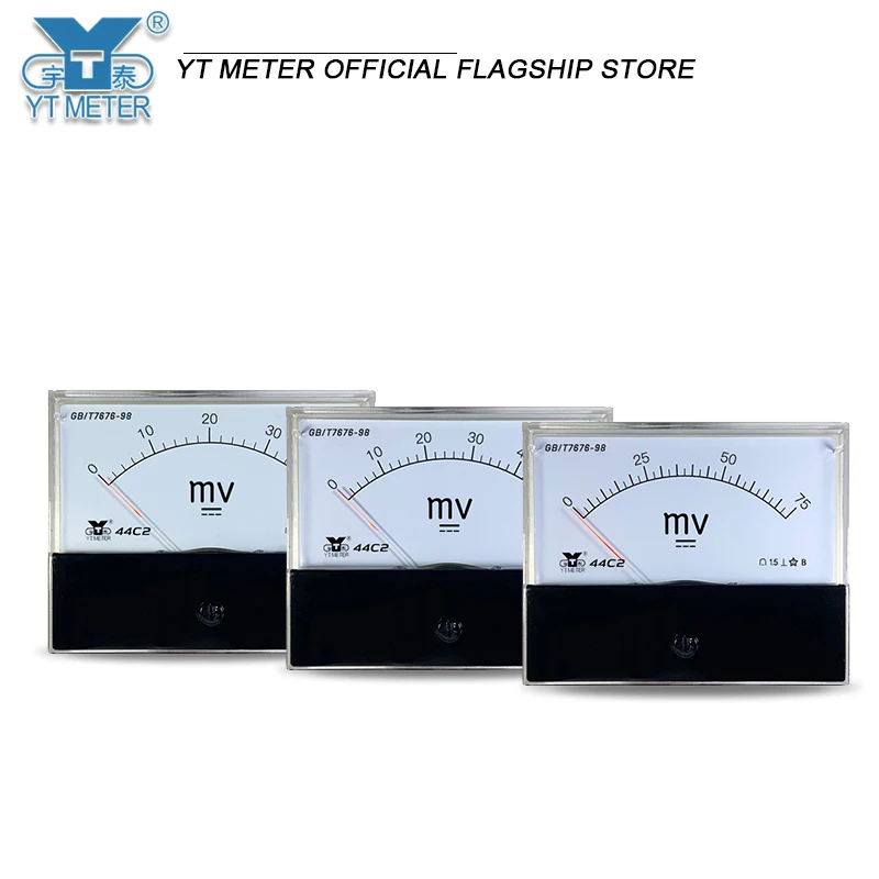 44c2 DC millivoltmeter 40mv 50mV 75mV 100mV 150mV 200mV 250Mv 300mV 400mV 500mv pointer voltmeter measuring instrument small vol