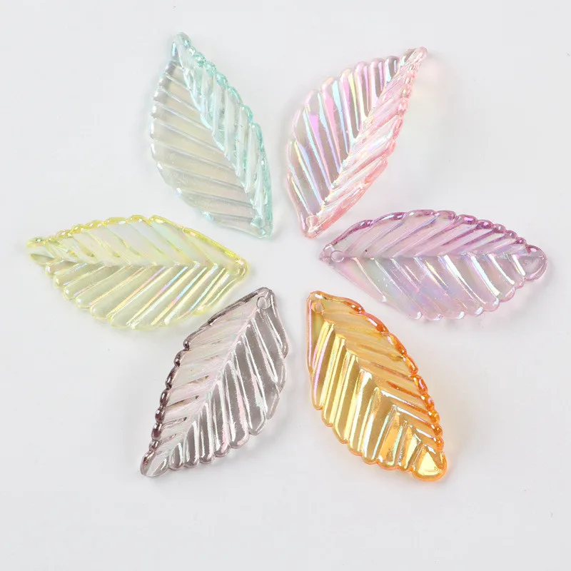 

50PCS/Pack Color Transparent Acrylic Leaves Earring Pendant Decorate Accessories DIY Craft Supplies Kids Handmade Materials