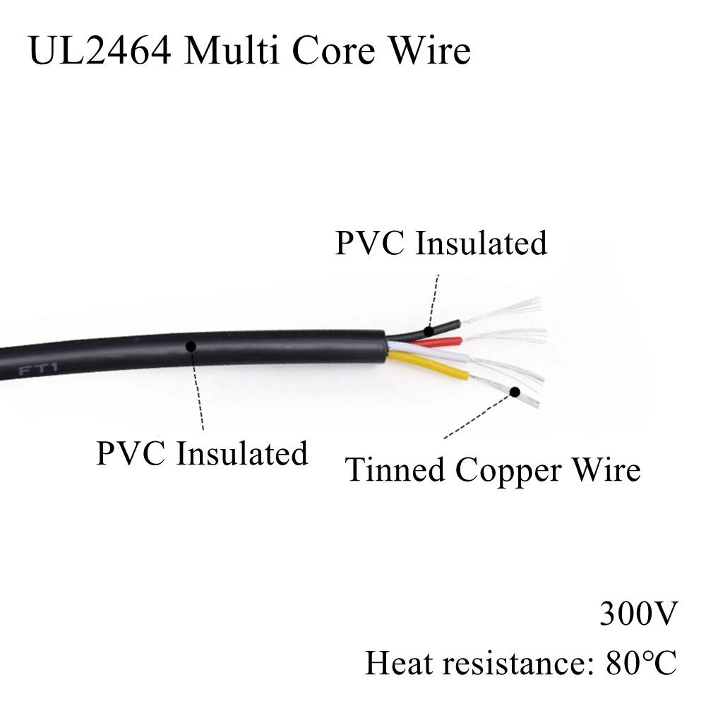 UL2464 30AWG Multi Core PVC Insulated Sheath Wire Flexible Signal Electronic Cable 2 3 4 5 6 7 8 9 10 Pin Tin Plated Copper Line