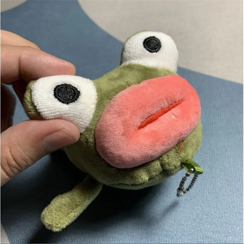 

1Pcs Pink Sausage Mouth Frog Plush Toy Key Button Stuffed Backpack Hanging Piece Student Bag Decoration Doll For Girls Gift