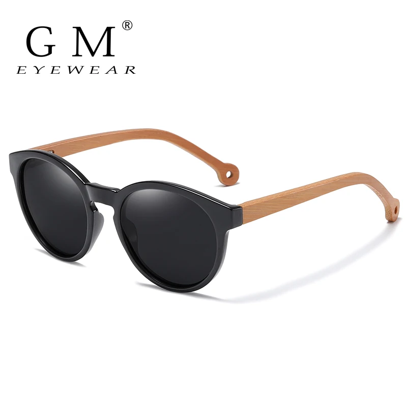 

GM Wooden Polarized Sunglasses Tortoiseshell Gray Mirror Lens Vintage Sun Glasse For Women Men New Wood Style S5096