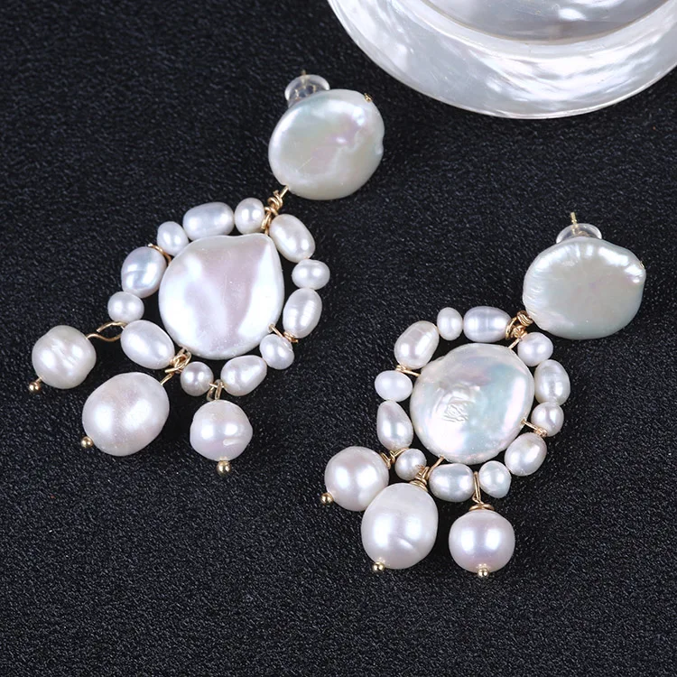 

Женские жемчужные и рисовые жемчужные серьги-гвоздики 14-15 мм