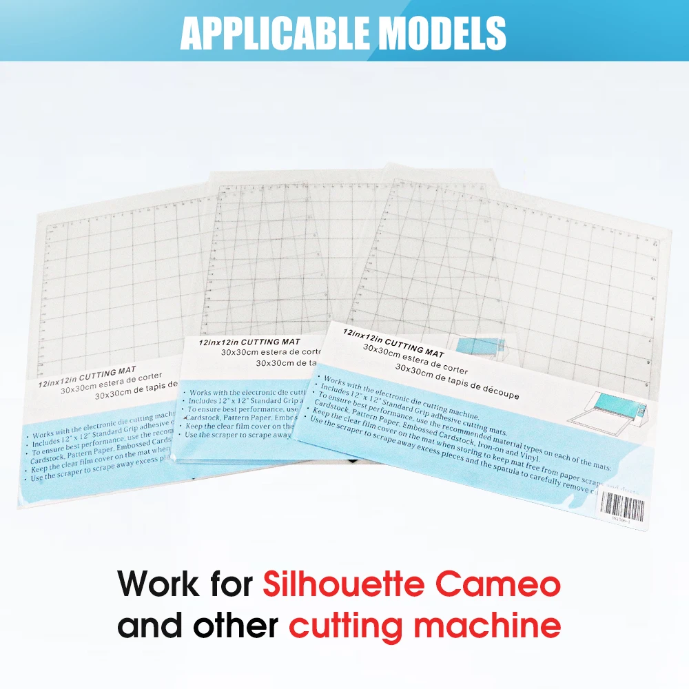 1Pc-5Pcs Replacement Cutting Mat Transparent Adhesive Mat with Measuring Grid 12*12-Inch for Silhouette Cameo Plotter Machine image 4