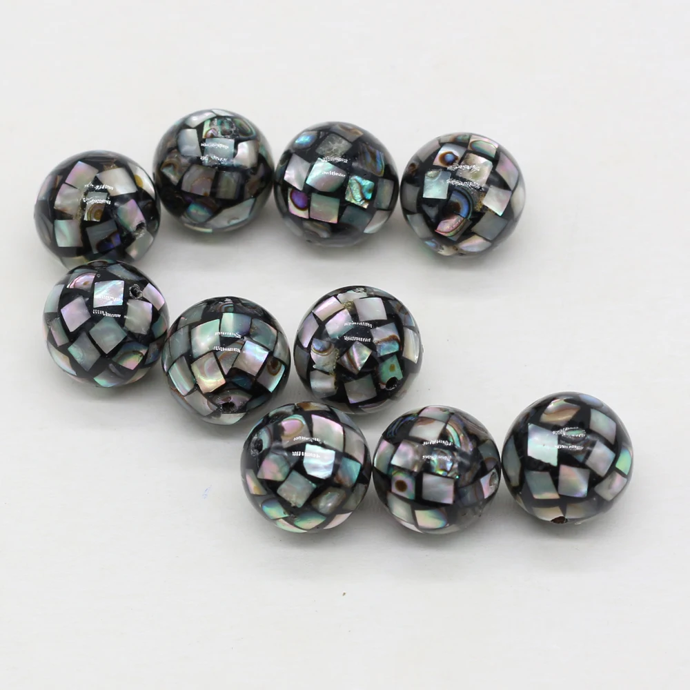 5pcs Natural Abalone Shell Beads Fine Round Shape Shell Loose Beads for Jewelry Necklace Bracelet Accessories Making 12x12mm