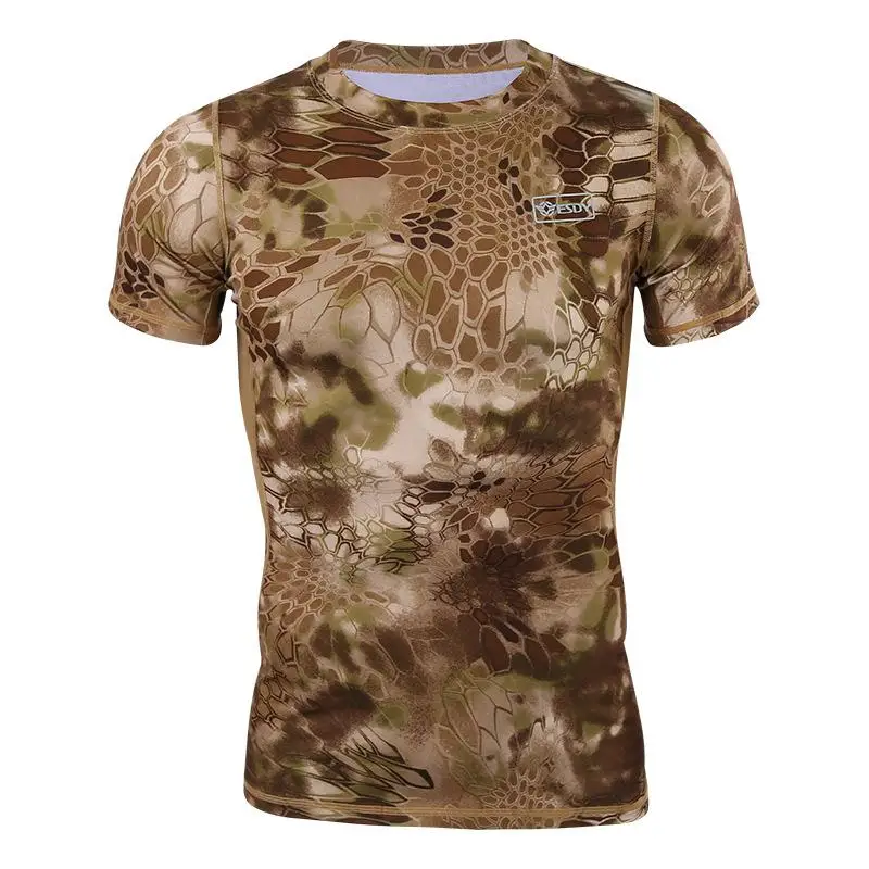 2023 Men Hiking Python Breathable Sweat Tactical Tops Trekking Camping T-shirt Military Short Quick Dry Outdoor Sport Shirts