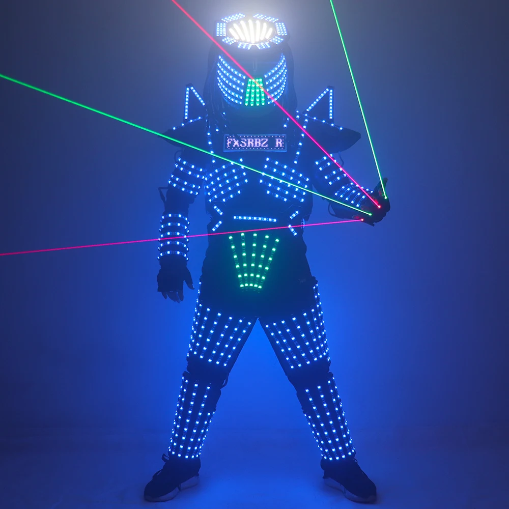 Led Robot Pak Kostuum Stage Dance Rgb Lichtgevende Armor Nachtclub Bar Lichtshow Mechanische Dans Led Kleding Jas