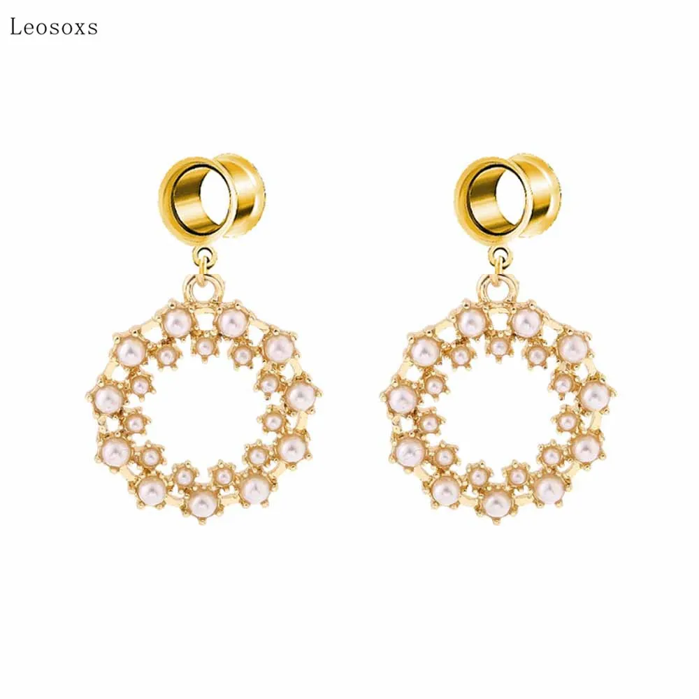 Leosoxs 2pcs Korean Version of Long Geometric Tassel Pendant Earrings Exquisite Piercing Jewelry