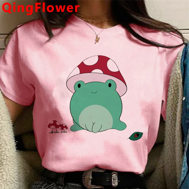 버섯 카와이 울장 Tumblr 그런지 그래픽 여성 T 셔츠 90s 하라주쿠 캐주얼 탑 여성 Tshirt 여름 만화 숙녀 티셔츠
