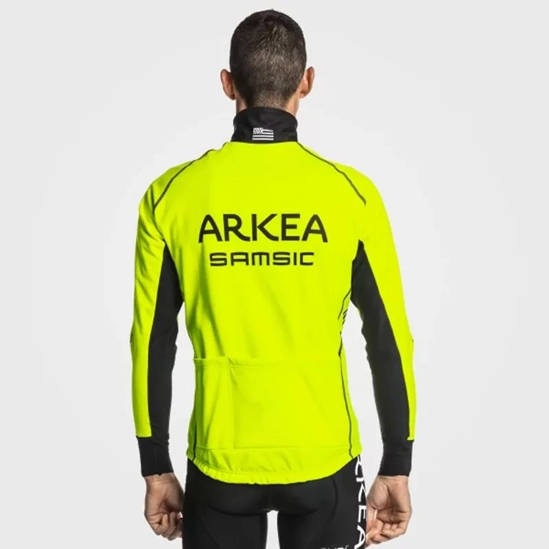 Winter Thermal Fleece Cycling Jerseys 2021 ARKEA SAMSIC TEAM FLUO YELLOW Mtb Long Sleeve Men Bike Wear Cycling Clothing